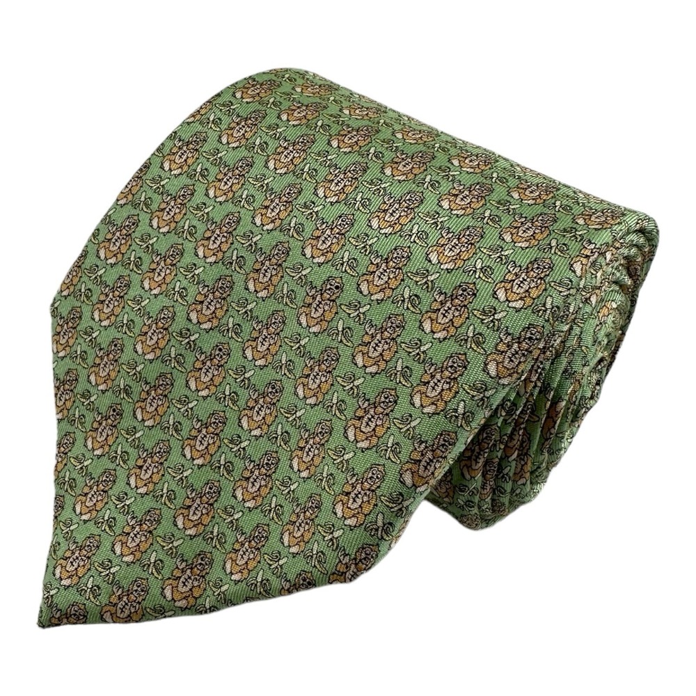 Vineyard Vines Custom Green Ape Banana AOP Silk Mens Tie 3.75 Inch Width